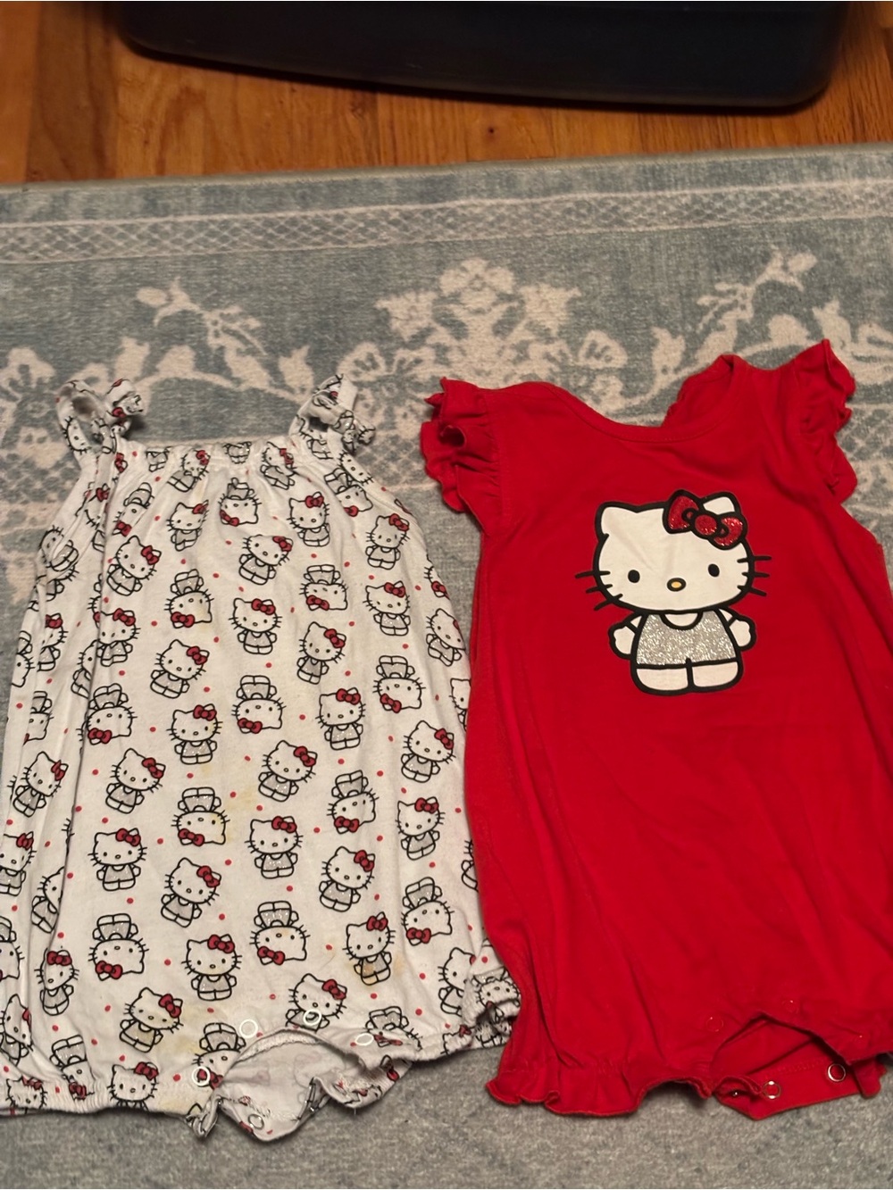 Hello Kitty Red & White Girls' Sleeveless Romper Set